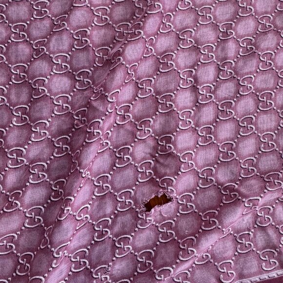 Gucci GG Monogram Jacquard Scarf Mauve Purple Wool Silk Blend - Picture 9 of 9